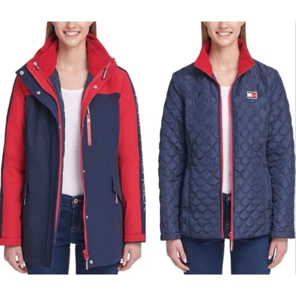 Tommy Hilfiger 3 in 1 Jacket Hooded Jacket Blue/Red Medium